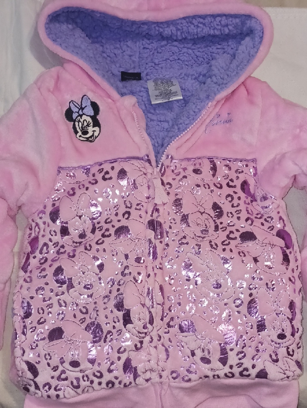Disney Minnie Mouse Pink & Purple Hooded Girls Jacket